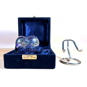 Beautiful Small Double Butterfly's Engraved Purple Heart Keepsake Urn for Human Ashes (Purple)