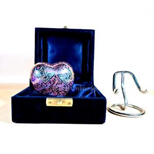 Beautiful Small Double Butterfly's Engraved Pink Heart Keepsake Urn for Ashes