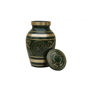 Gold Detailing Green Keepsake Urn for Cremation A
