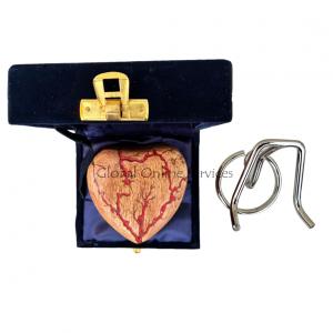 Fiery Wooden Heart Keepsake Urn with Red Lightning Veins