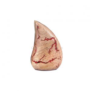 Wooden Teardrop Keepsake Urn with Red Lightning Burn