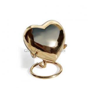 Classic Gold Coloured Heart Keepsake Urn, Small Memorial Urns