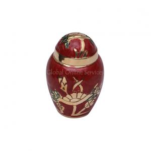 Dome Top Gold Flower Embossed Keepsake Urn for Memorial Ashes