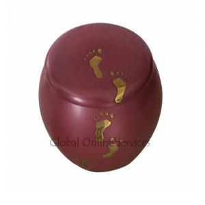 Infant Paw Prints on Sutton Pink Child Cremation Brass  Urn UK