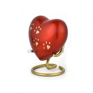 Crimson Pawprints Heart Keepsake Urn – A Loving Tribute for Cherished Companions