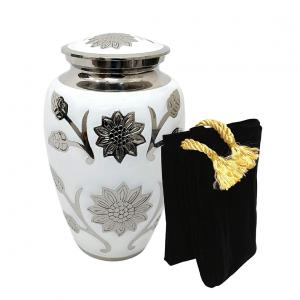 Big White Color Sunflower Hastings Adult Funeral Urn for Human Ashes