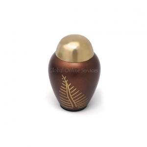 Mini Bronze Leaf Imprint Brass Funeral Keepsake Urn