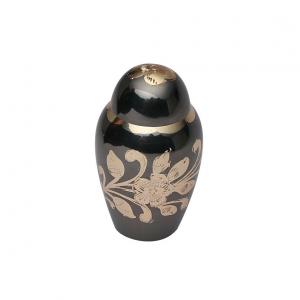 Small Black and Gold Floral Keepsake Urn for Cremation Ashes