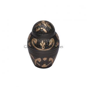 Timeless Windsor Keepsake Urn – Black Brass Memorial with Intricate Gold Floral Patterns