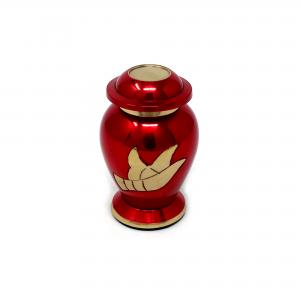 Golden Flying Dove Small Red Keepsake Memorial Urn