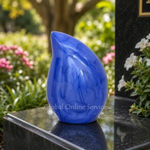 Celestial Blue Teardrop Keepsake Urn – A Timeless Tribute of Peace & Remembrance