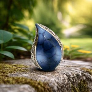 Celestial Midnight Blue Teardrop Keepsake Urn – A Serene Tribute of Everlasting Love