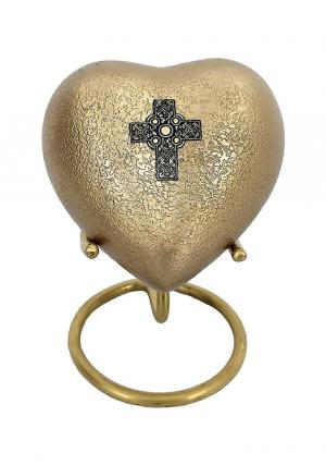 Celtic Cross Mini Heart Keepsake Memorial Urn for Human Ashes