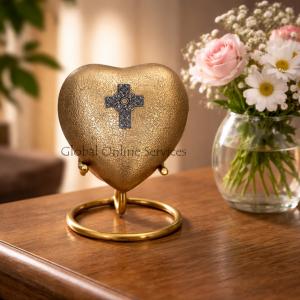 Celtic Cross Mini Heart Keepsake Memorial Urn for Human Ashes