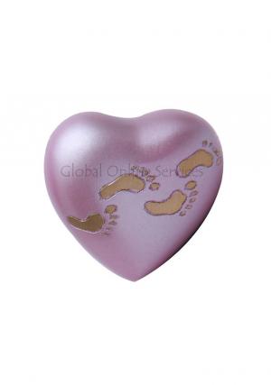 Child Paw Prints Sutton Rose Heart Keepsake Cremation Containers For Ashes
