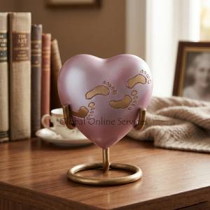 Child Paw Prints Sutton Rose Heart Keepsake Cremation Containers For Ashes
