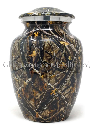 Beautiful Medium Black Meadow Aluminium Urn For Human Cremation Ashes. (Medium)