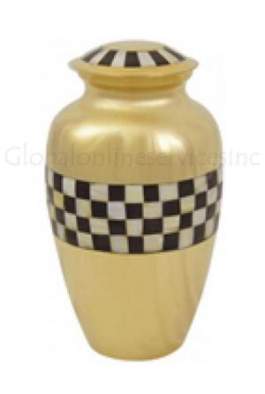 Classic  Black & White Detailed Boxes Decorative Golden  Medium Brass Adult Urn For Human Cremation Ashes. (Medium)