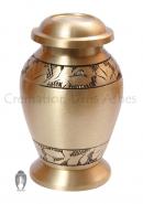 Classic Engraved Brushed Brass Mini Memorial Keepsake Urn