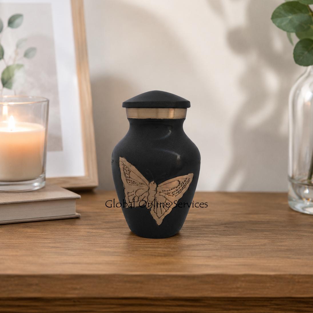 Classic Engraved Butterfly Small Cremation Urn