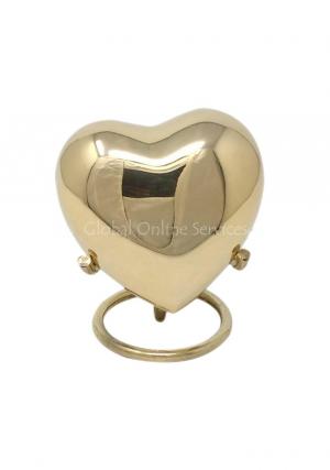 Classic Gold Coloured Heart Keepsake Urn, Small Memorial Urns