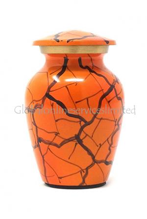 Classic Orange Mini Cremation Brass Urn for Human Ashes (Small)