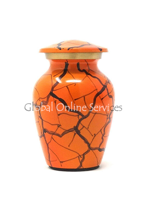 Vibrant Orange & Black Crackle Keepsake Urn – Artistic Mini Brass Urn for Ashes Vibrant Orange & Black Crackle Keepsake Urn – Artistic Mini Brass Urn for Ashes