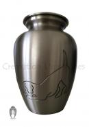 Classic Pewter Dog Funeral Urn for Pet Cremation Ashes