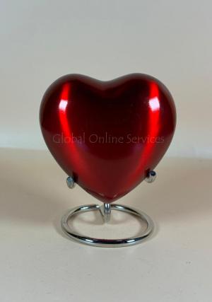 Classic Red Heart Keepsake Urn for Ashes, Memorial Heart Keepsake