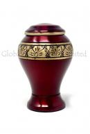 Classic Small Red Leaf Band Keepsake Urn for Funeral Ashes (Red)