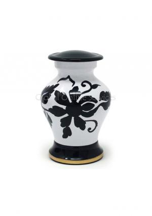 Cream White Floral Keepsake Urn – Handcrafted Brass Mini Memorial Urn for Ashes Cream White Floral Keepsake Urn – Handcrafted Brass Mini Memorial Urn for Ashes