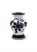 Cream White Floral Keepsake Urn – Handcrafted Brass Mini Memorial Urn for Ashes