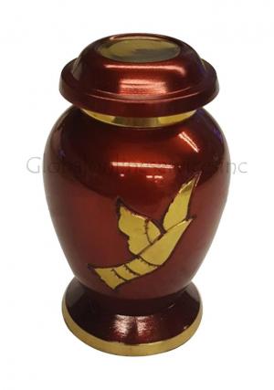 Cremation Urns Golden Flying Dove With Maroon Small Keepsake Memorial Urn
