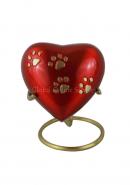 Crimson Pawprints Heart Keepsake Urn – A Loving Tribute for Cherished Companions