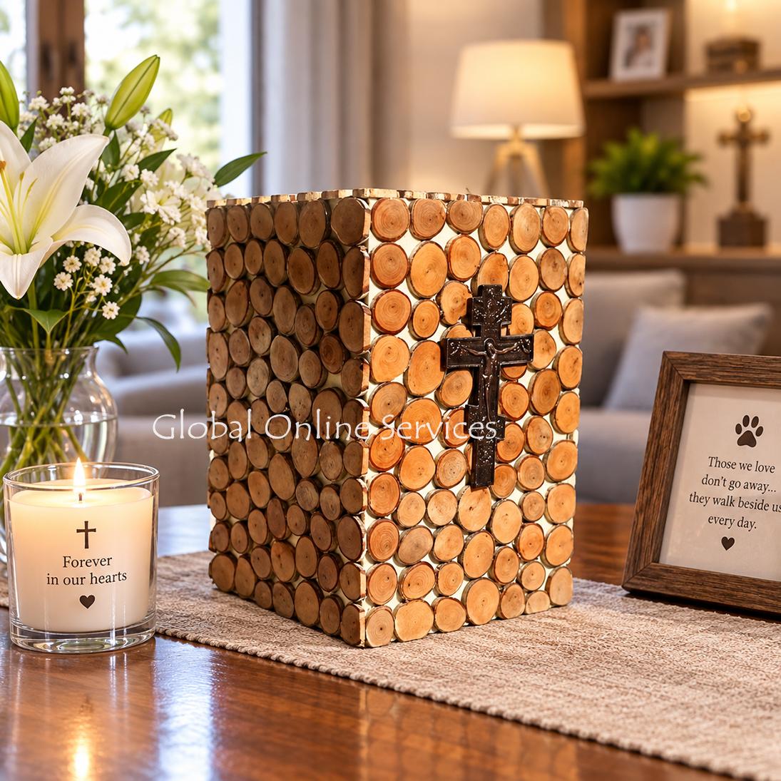 Cross Christ MDF Made Human Ashes for Cremation Urns