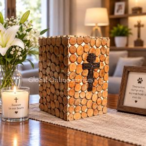 Cross Christ MDF Made Human Ashes for Cremation Urns