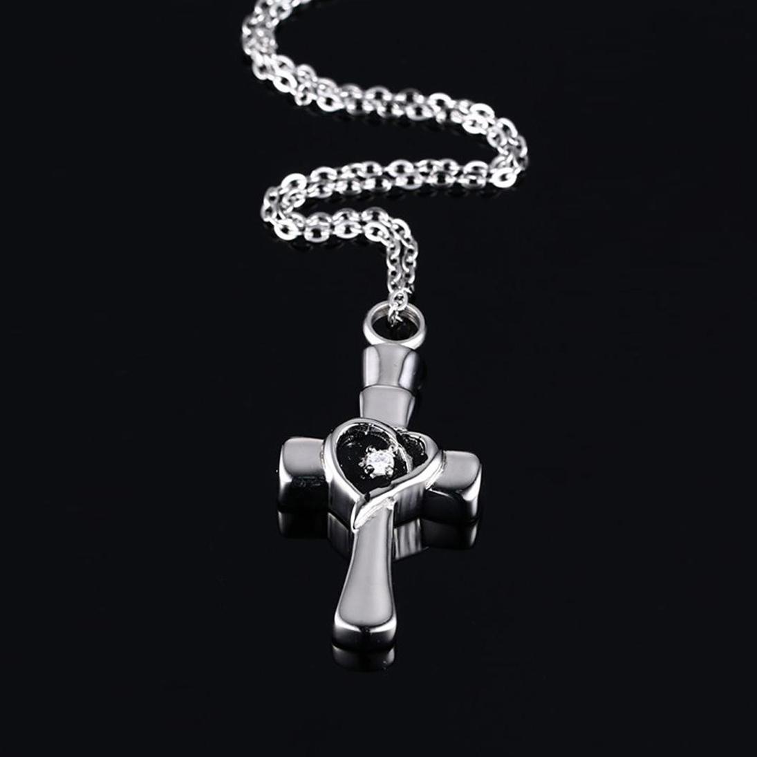 Cross and Heart Jewellery Keepsake Pendant for Cremation Ashes