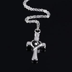 Cross and Heart Jewellery Keepsake Pendant for Cremation Ashes
