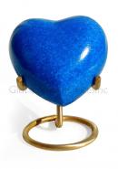 Brass Made Heart Urn for Keepsake Cremation Ashes (Deep Blue)