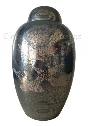 Dome Top Going Home Blue Doves Extra Large Adult Cremation Urn for Ashes