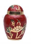 Dome Top Gold Flower Embossed Keepsake Urn for Memorial Ashes