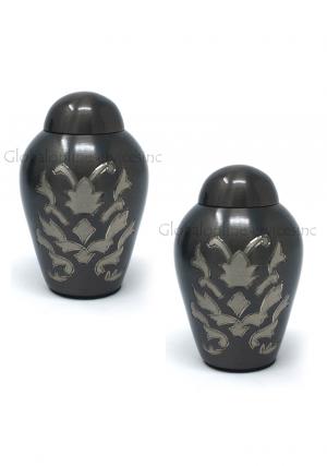 Pack Of Two Dome Top Windsor Floral Keepsake Small Cremation Urn for Human Ashes