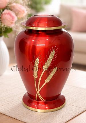 Dove Wheat Large Cremation Adult Red Urn for Ashes