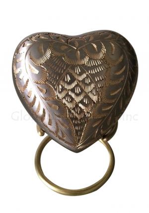 Mini Memorial Urn Ashes, Elegance Platinum Heart Keepsake with Stand and Velvet Box