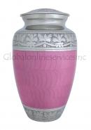 Elegant Pink Enamel And Nickel Adult Cremation Urn Ashes