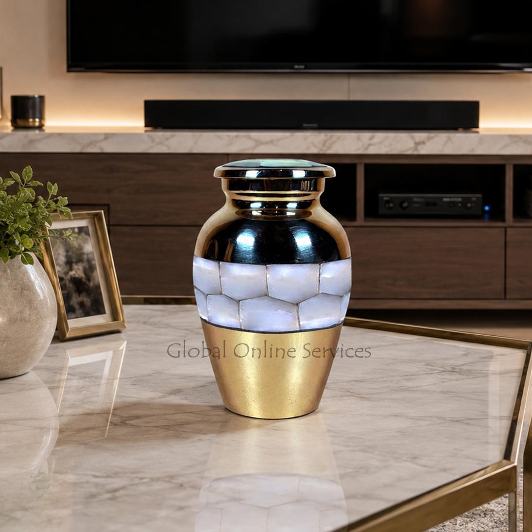 Elite Mother Of Pearl Small Keepsake Memorial Urn For Ashes UK