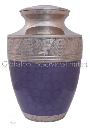 Embossed Large Purple Adult Ashes Urn for Funeral, Adult Cremation Urn
