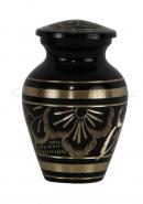 Small Keepsake Funeral Urns for Ashes UK - Engraved Black Memorial Cremation Brass Urns