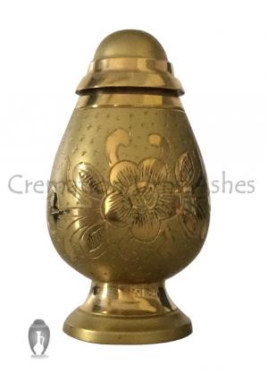 Engraved Gold Custodian Top Small Keepsake Urn For Funeral Ashes