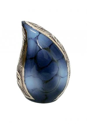 Esoteric Blue Design Small Teardrop Human Urn For Cremation Ashes.